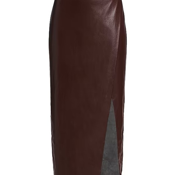 Alice + Olivia Dark Brown Siobhan Faux Leather Pencil Skirt
